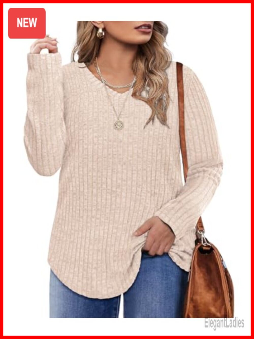 Plus Size Long Sleeve Tunic Top Lightweight Sweater V-Neck Casual Shirt